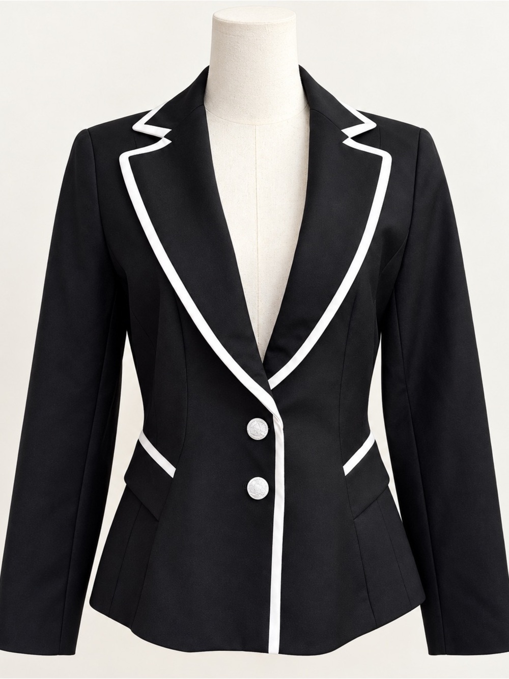 WHBM Signature Blazer Black White Piping Size 8